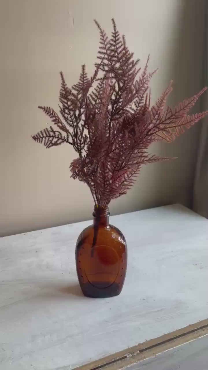 Faux Autumn Fern Bundle: 19" Bordeaux Brown Vase Filler
