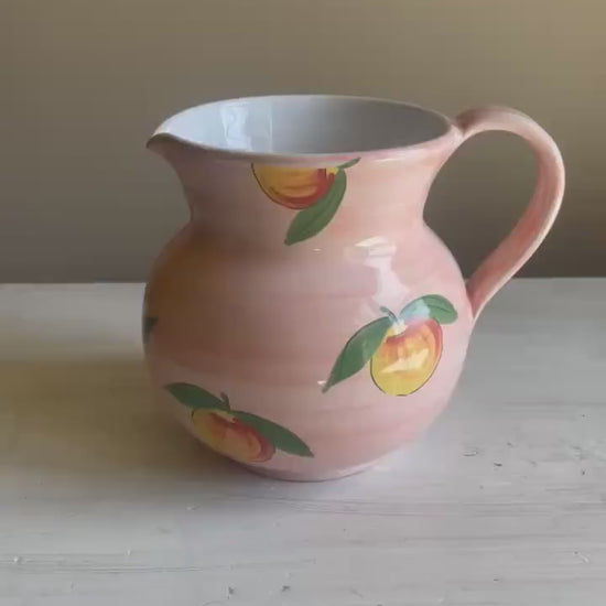 Vintage Maioliche Bargello Pink Apple Pitcher | Hand-Painted Italian Pottery