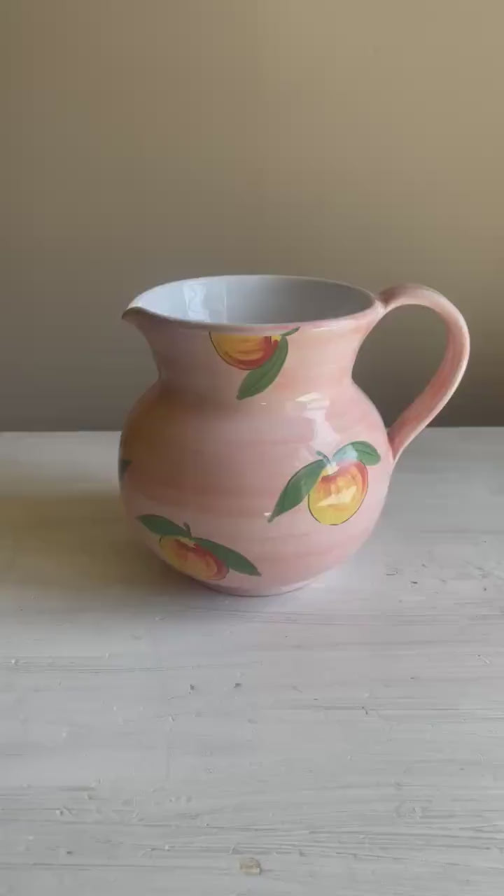 Vintage Maioliche Bargello Pink Apple Pitcher | Hand-Painted Italian Pottery