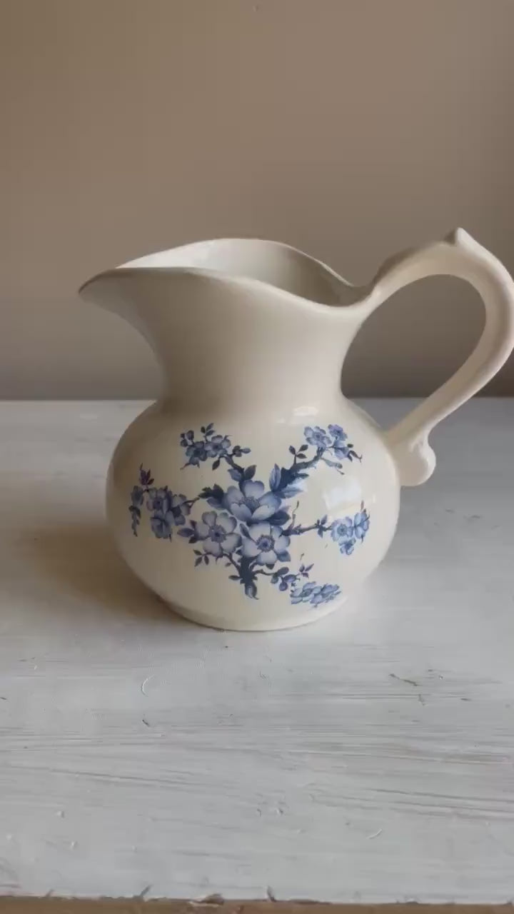 Vintage Pitcher - Blue and White Farmhouse Decor