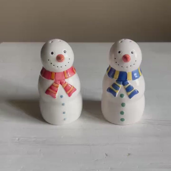 Vintage Snowman Salt & Pepper Shakers |  Christmas Kitchen Decor