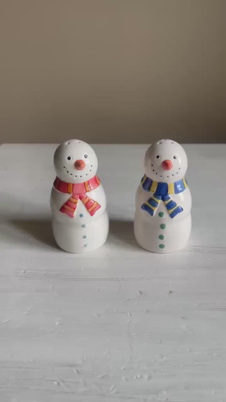 Vintage Snowman Salt & Pepper Shakers |  Christmas Kitchen Decor