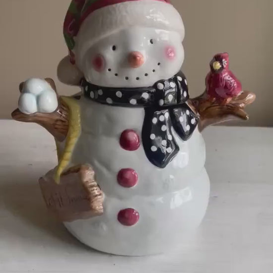 Vintage Snowman Cookie Jar: Christmas Holiday Kitchen Decor
