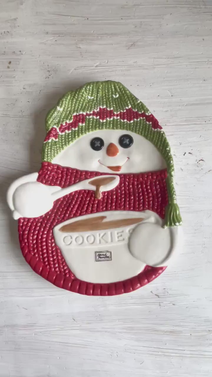 Vintage Department 56 Snowman Christmas Platter | Snowman Cookie Plate | Vintage Christmas | Department 56 | Snowman Cookie Tray