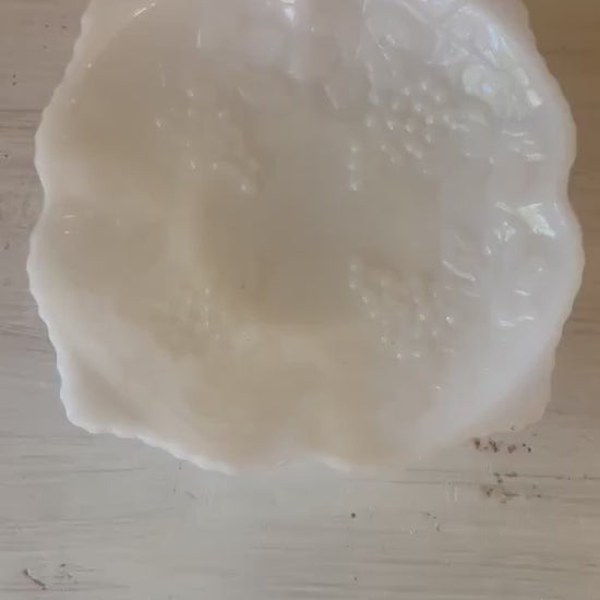 Anchor Hocking Milk Glass Square Bowl Grape Pattern | Milk Glass | Milk Glass Square Bowl | Milk Glass Grape Pattern