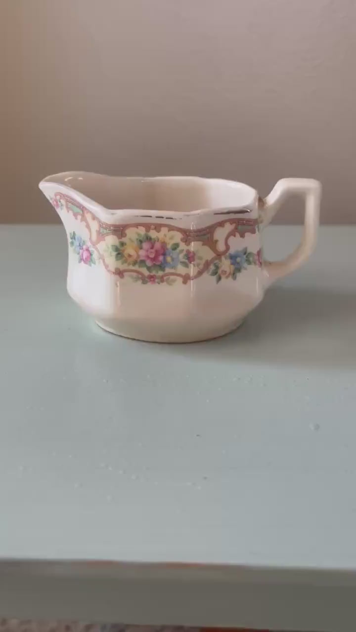 Vintage Mount Clemens Mildred Creamer: 1930s Floral China