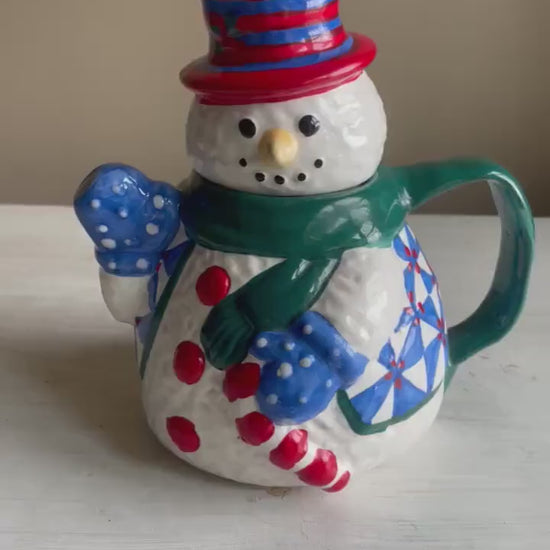 Vintage Snowman Teapot | Christmas Teapot | Vintage Christmas | Snowman | Vintage Snowman | Snowman Teapot by Christmas Village