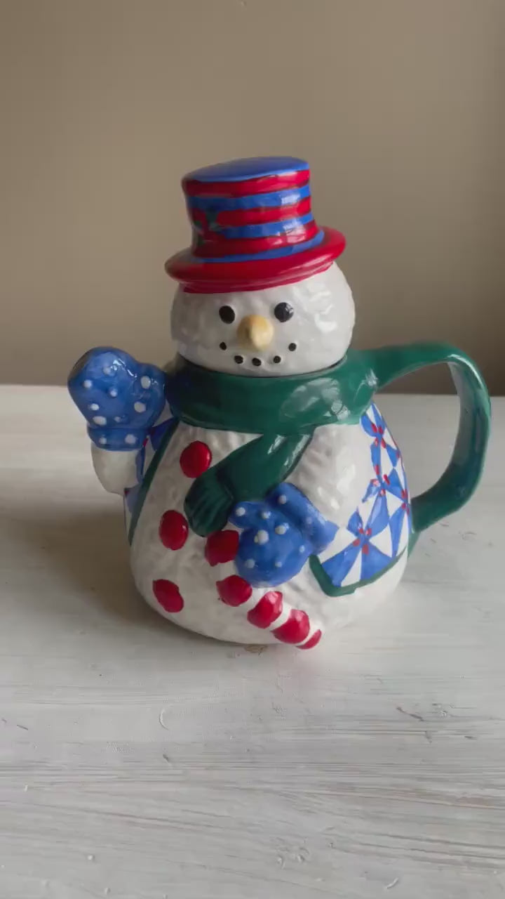 Vintage Snowman Teapot | Christmas Teapot | Vintage Christmas | Snowman | Vintage Snowman | Snowman Teapot by Christmas Village