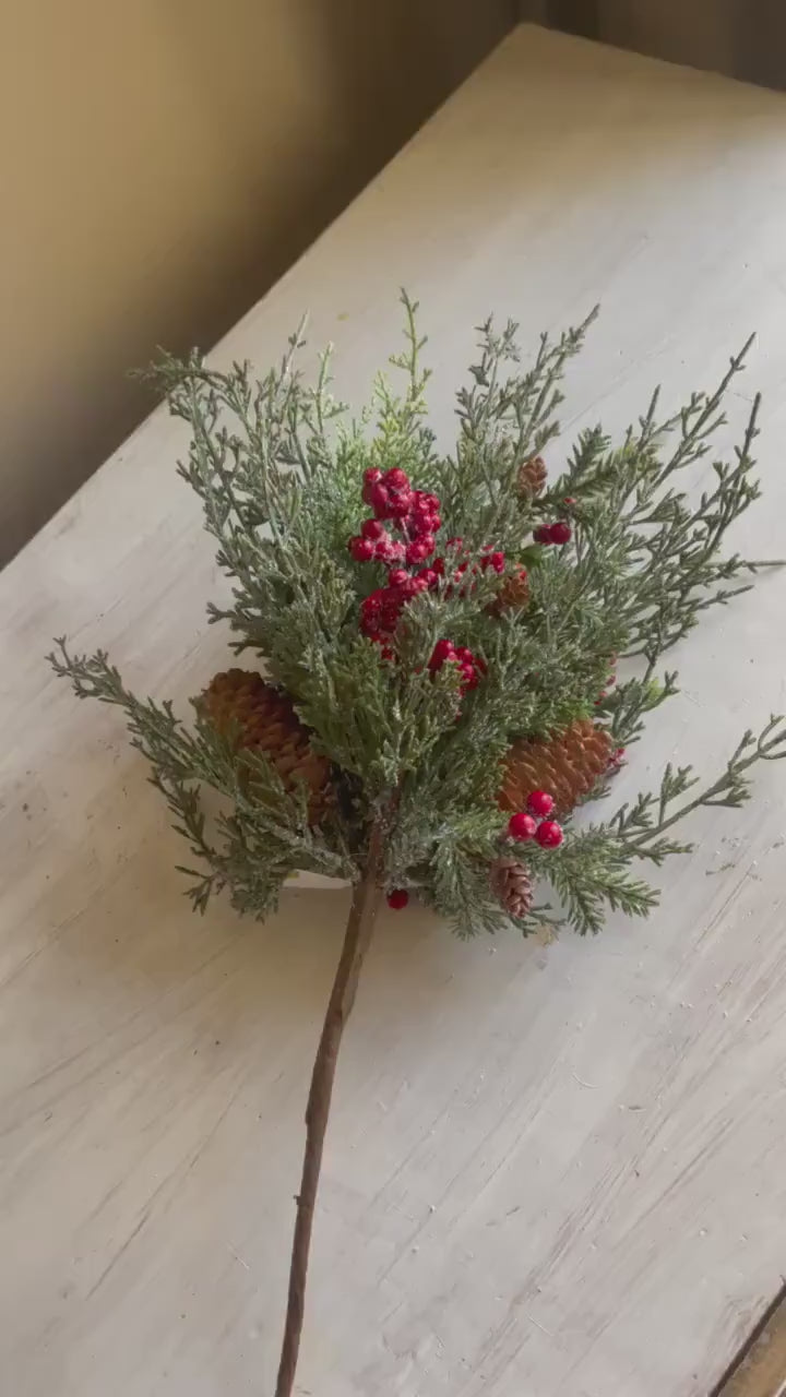 Snow Covered Cedar Berry Pick: Christmas Greens, Winter Wreath Supply