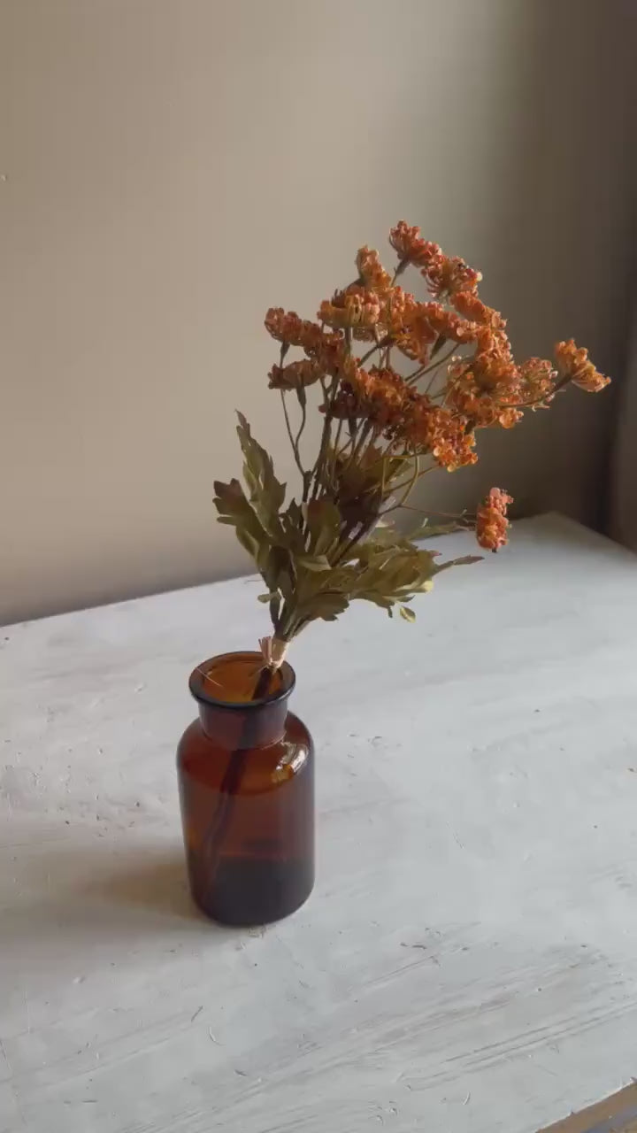 Artificial Fennel Flower Bundle: Pumpkin Orange Fall Floral - 13 Inch