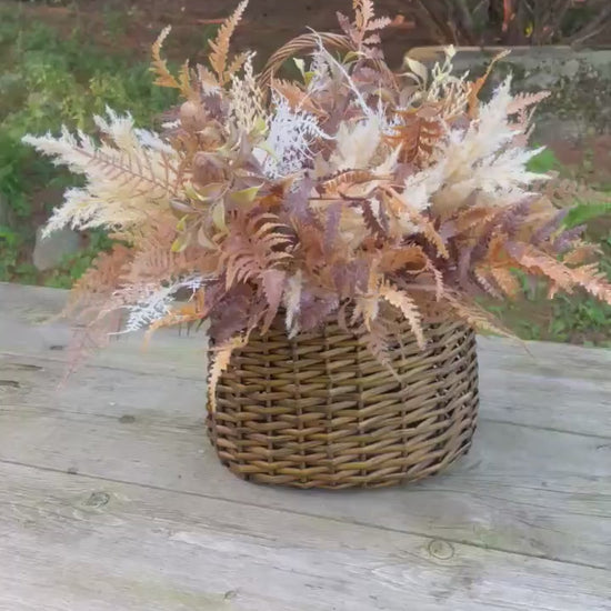 Fall Floral Wall Basket: Pampas Grass & Fern Arrangement