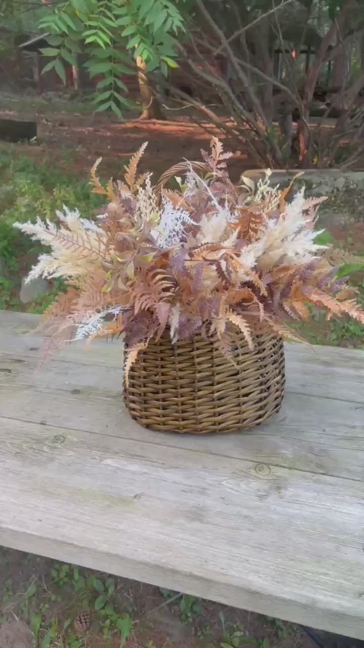 Fall Floral Wall Basket: Pampas Grass & Fern Arrangement