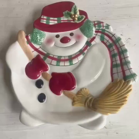 Vintage Fitz & Floyd Snowman Platter: Christmas Cookie Plate