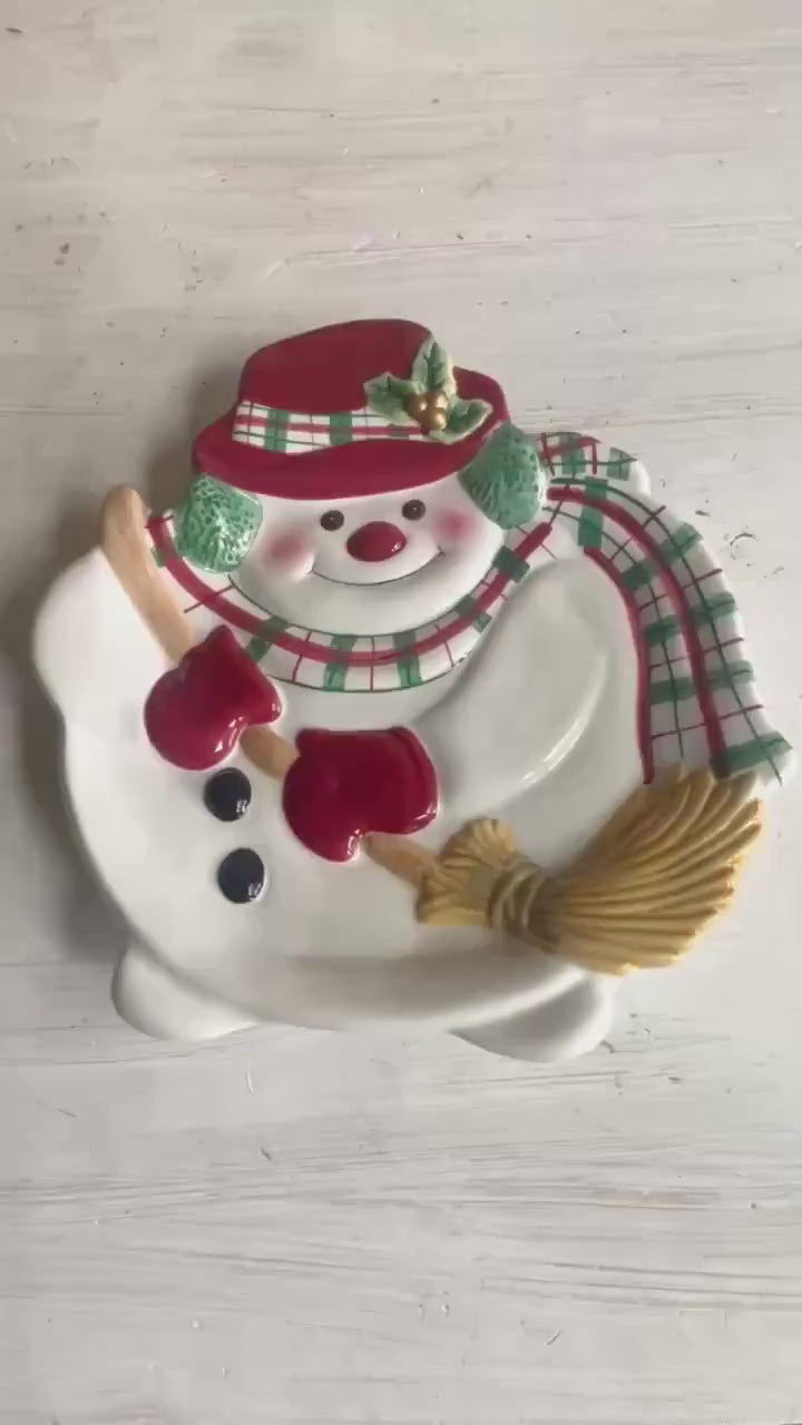 Vintage Fitz & Floyd Snowman Platter: Christmas Cookie Plate