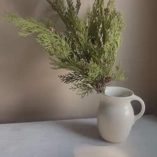 Artificial Cedar Bush: 22" Winter Greenery with Pinecones