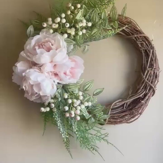 Elegant Summer Peony Wreath - Farmhouse & French Country Decor
