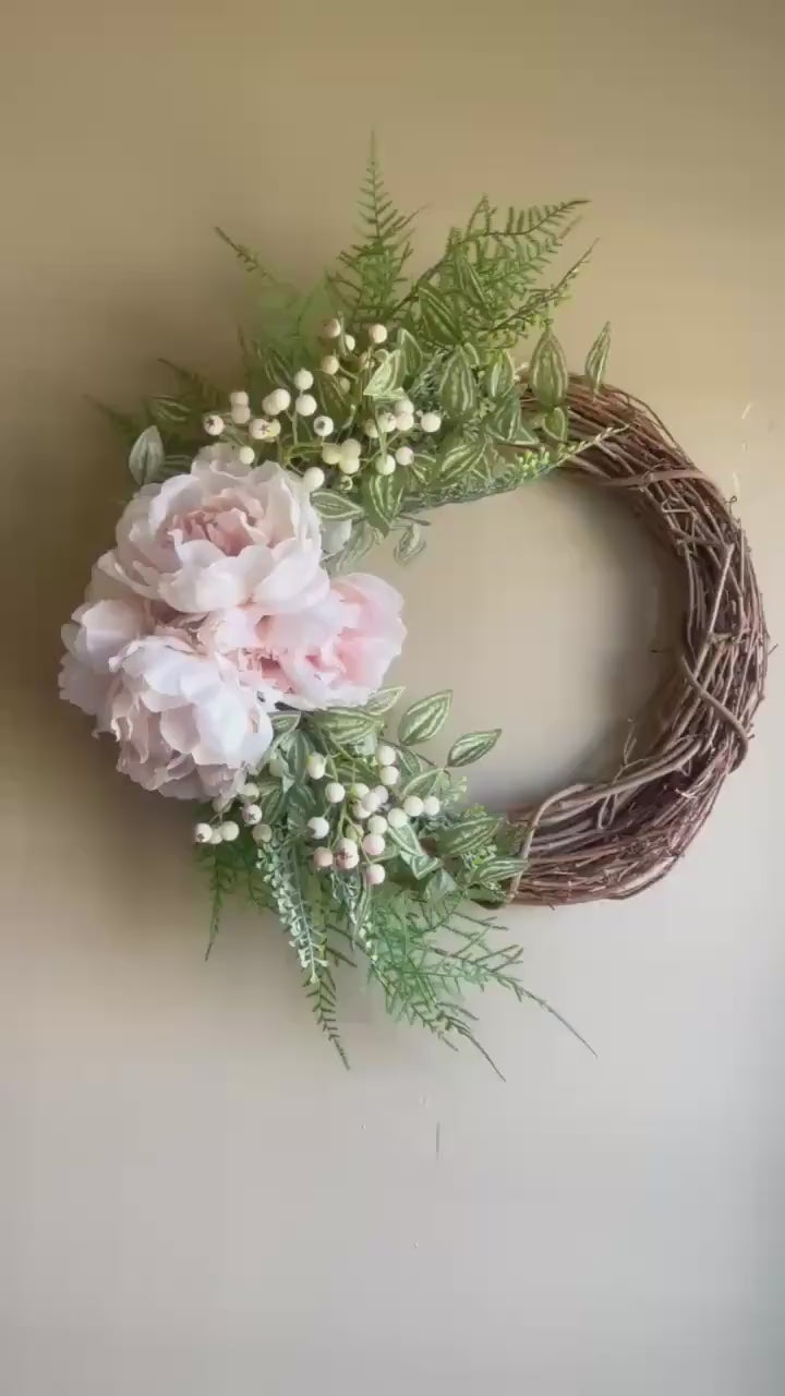 Elegant Summer Peony Wreath - Farmhouse & French Country Decor