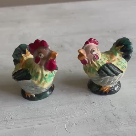 Vintage Rooster Salt & Pepper Shakers: Farmhouse Kitchen Decor