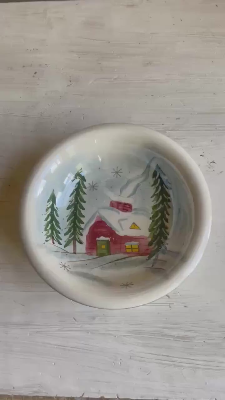 Winter Wonderland Salad Bowl | Christmas Plate | Winter Plate | Vintage Christmas Dishes | Christmas Plates | Winter Dishes